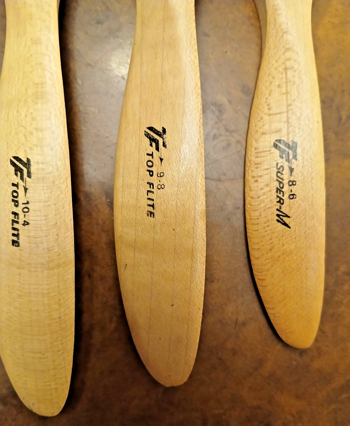 TOP FLITE 8-6, 9-8, 10-4 SUPER M WOODEN MODEL AIRPLANE PROPELLERS, USED, OTHER
