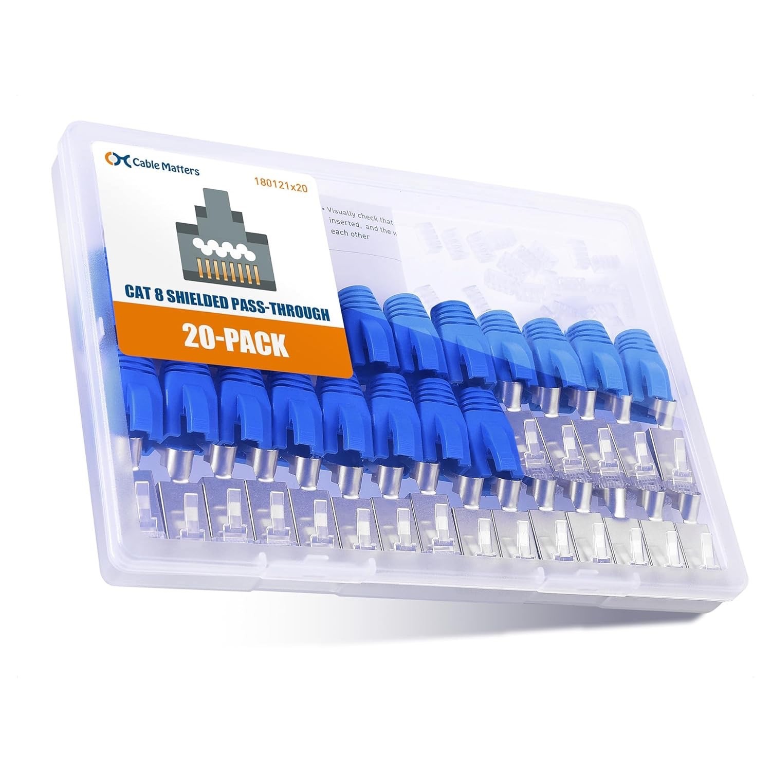Cable Matters Cat 8 Shielded RJ45 Pass Through Modular Plugs Box of 20 New