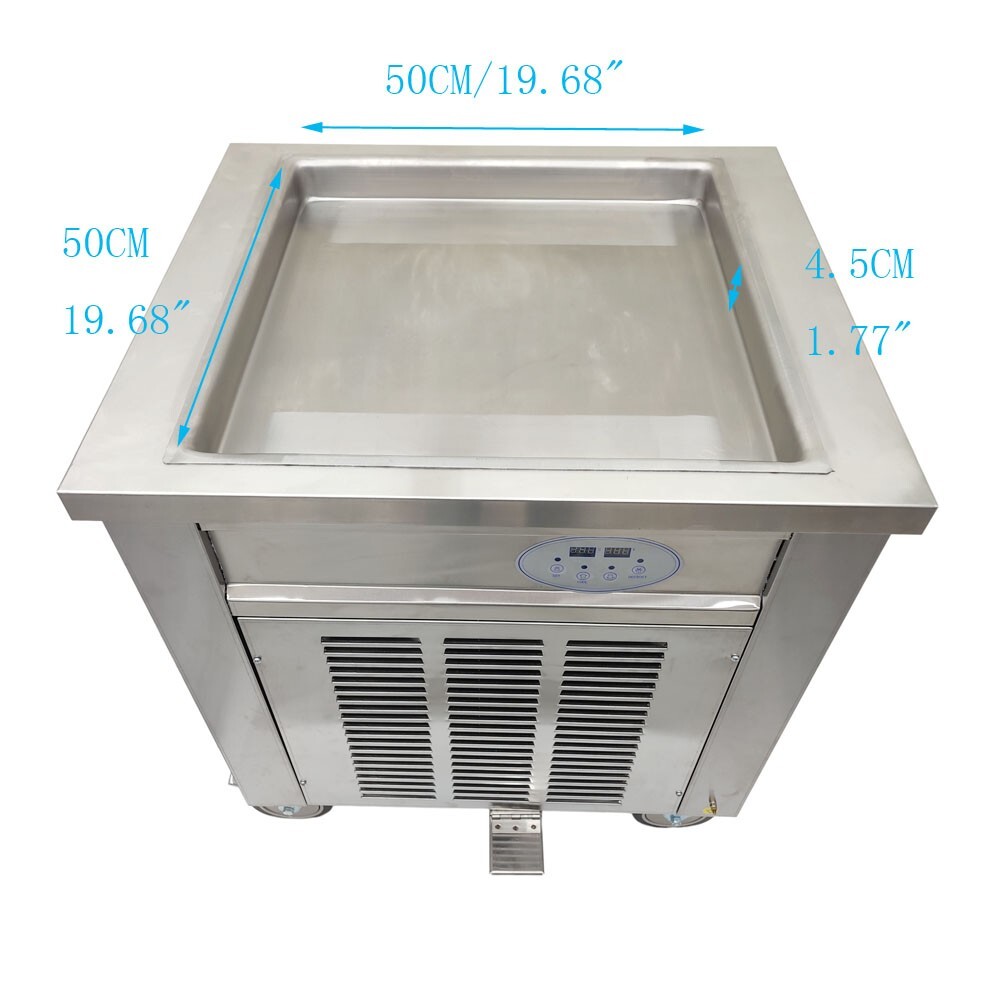 Fried Ice Machine, Frozen Yogurt Maker Machine with 19.7'' Single Square Pan, Fo