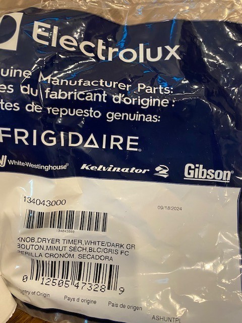Genuine OEM Electrolux Frigidaire Dryer Control Knob 134043000 (NEW)