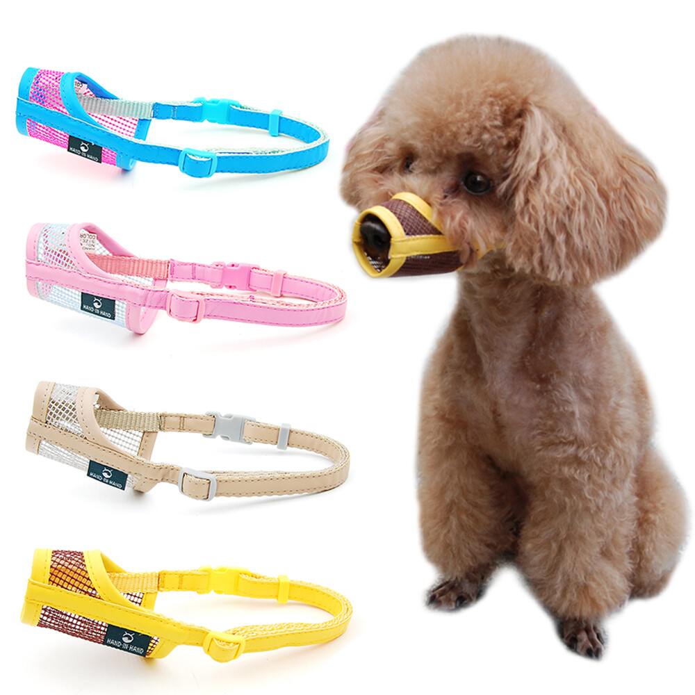 For Small Puppy Dog Muzzle Medium Large Leatherette Nylon Mesh Muzzle Pet Muzzle