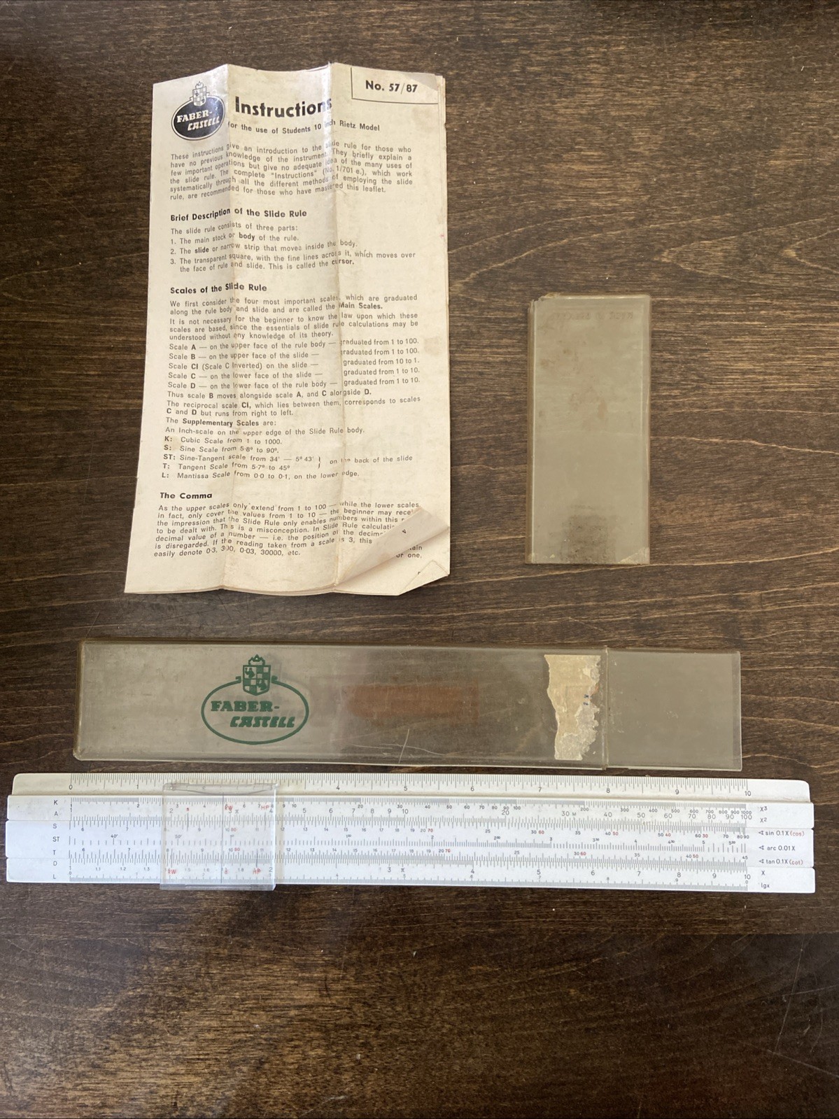 Vintage A.W. Faber Castell 57/87 RIETZ Slide Rule - 1961