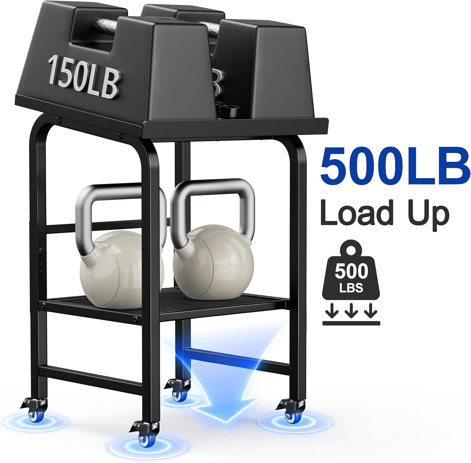 Adjustable Dumbbell Rack with Wheels, 500 lbs Capacity (Rack Only)