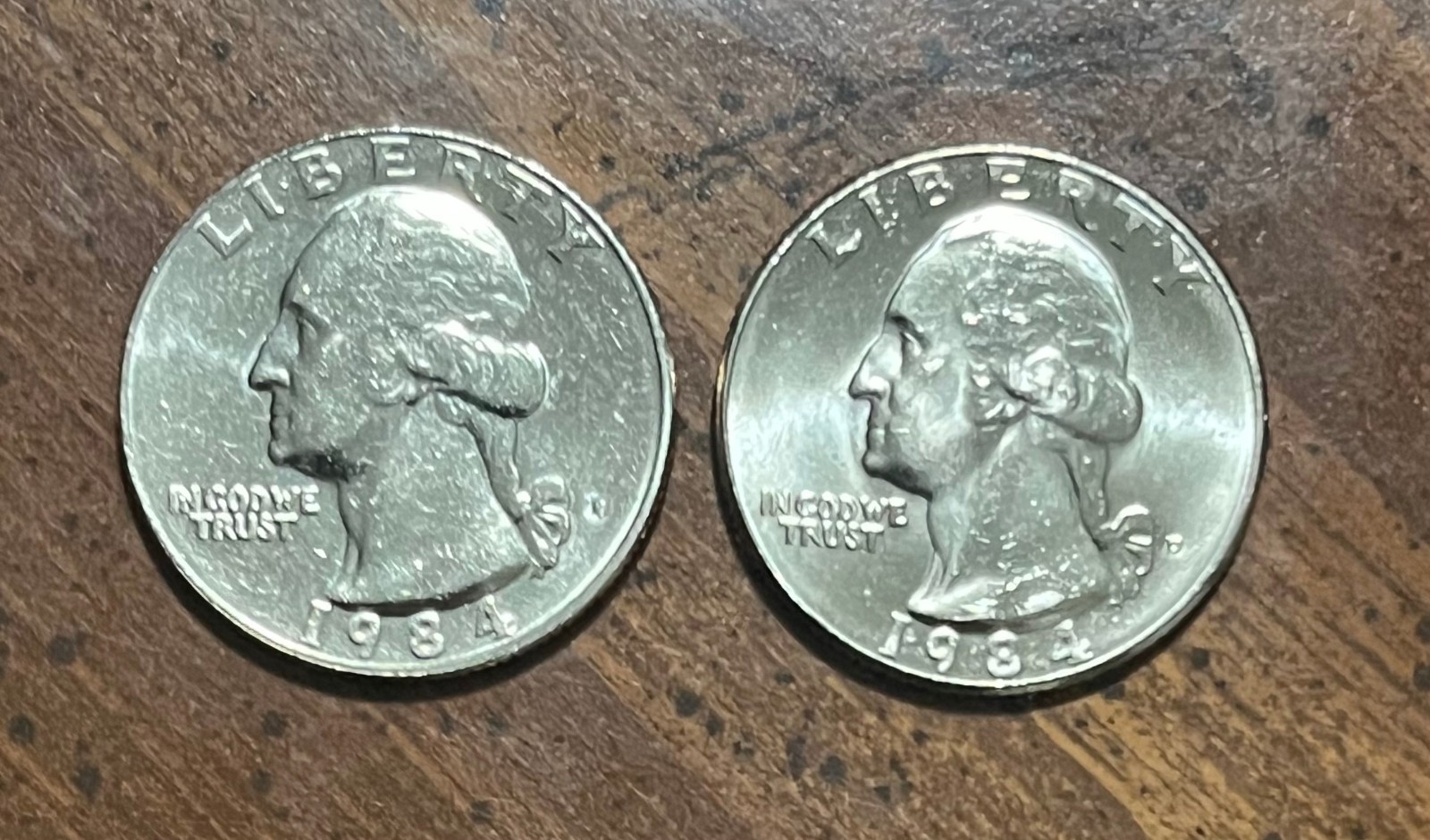 1984 PD BU Washington Quarters - 2 great coins from mint sets