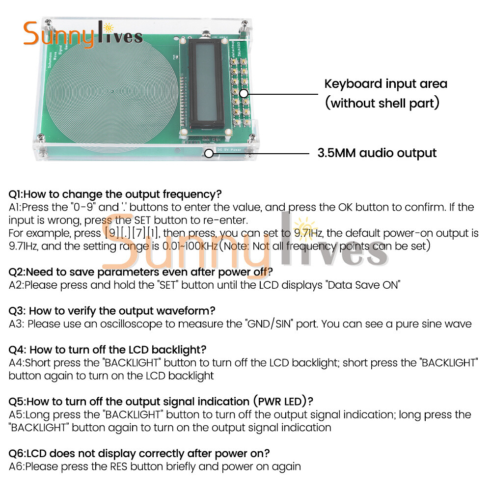 Schumann Wave Generator Pure Sine Frequency Adjustable Signal Generator +Case US