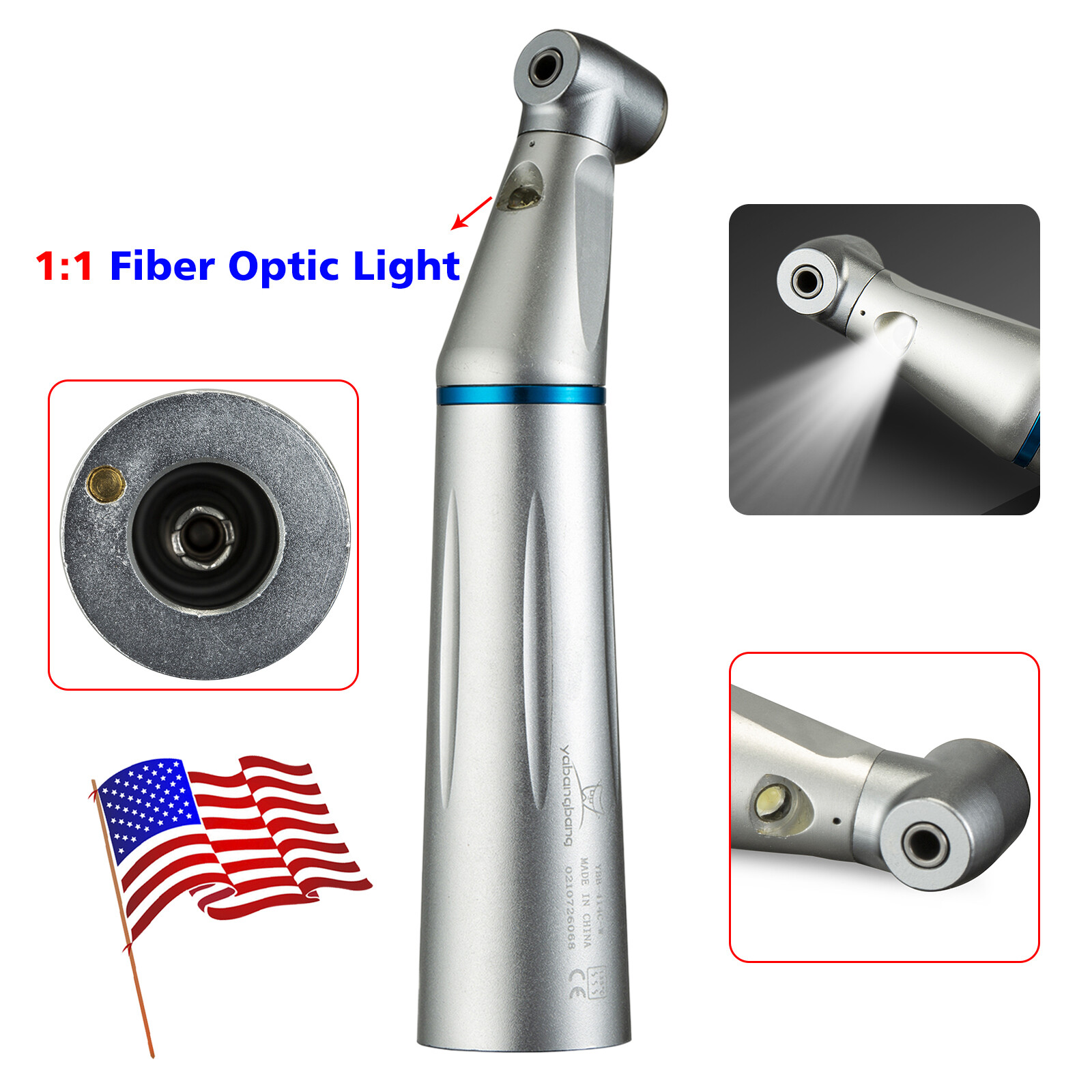 Dental Low Speed LED E-generator Push Contra Angle Handpiece Internal Water YB