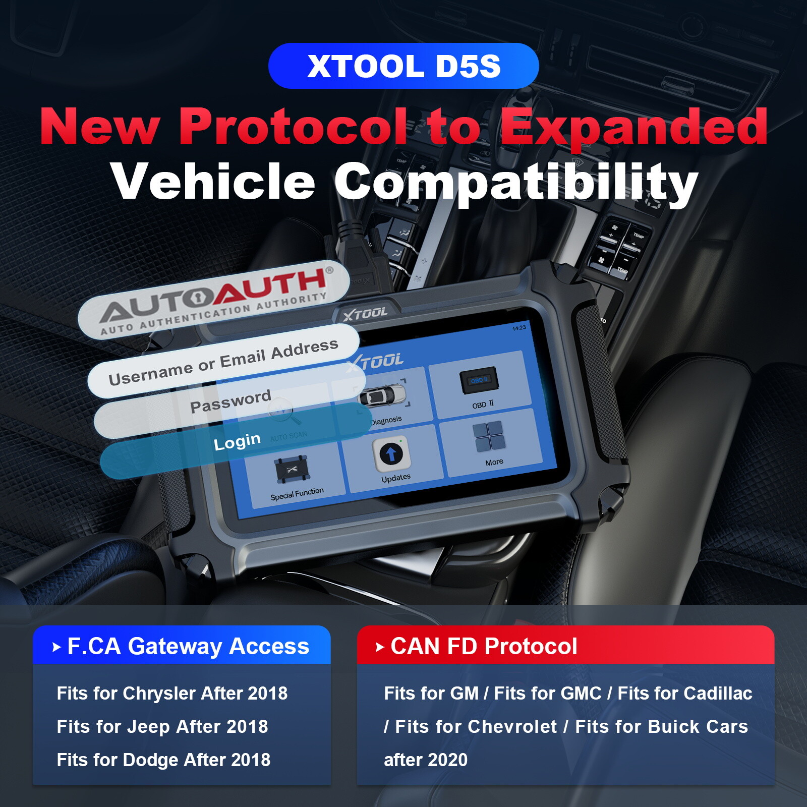 XTOOL D5S Auto Diagnostic Scanner Tool Car Code Reader AutoAuth CANFD 15+Resets