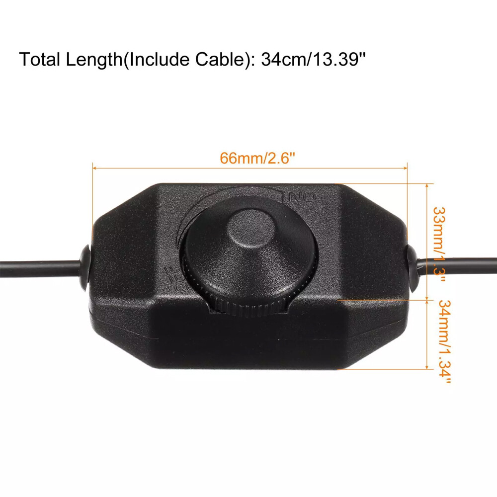 2pcs 5V USB PWM Rotary Inline Dimmer Switch for LED Strips Lights Black New
