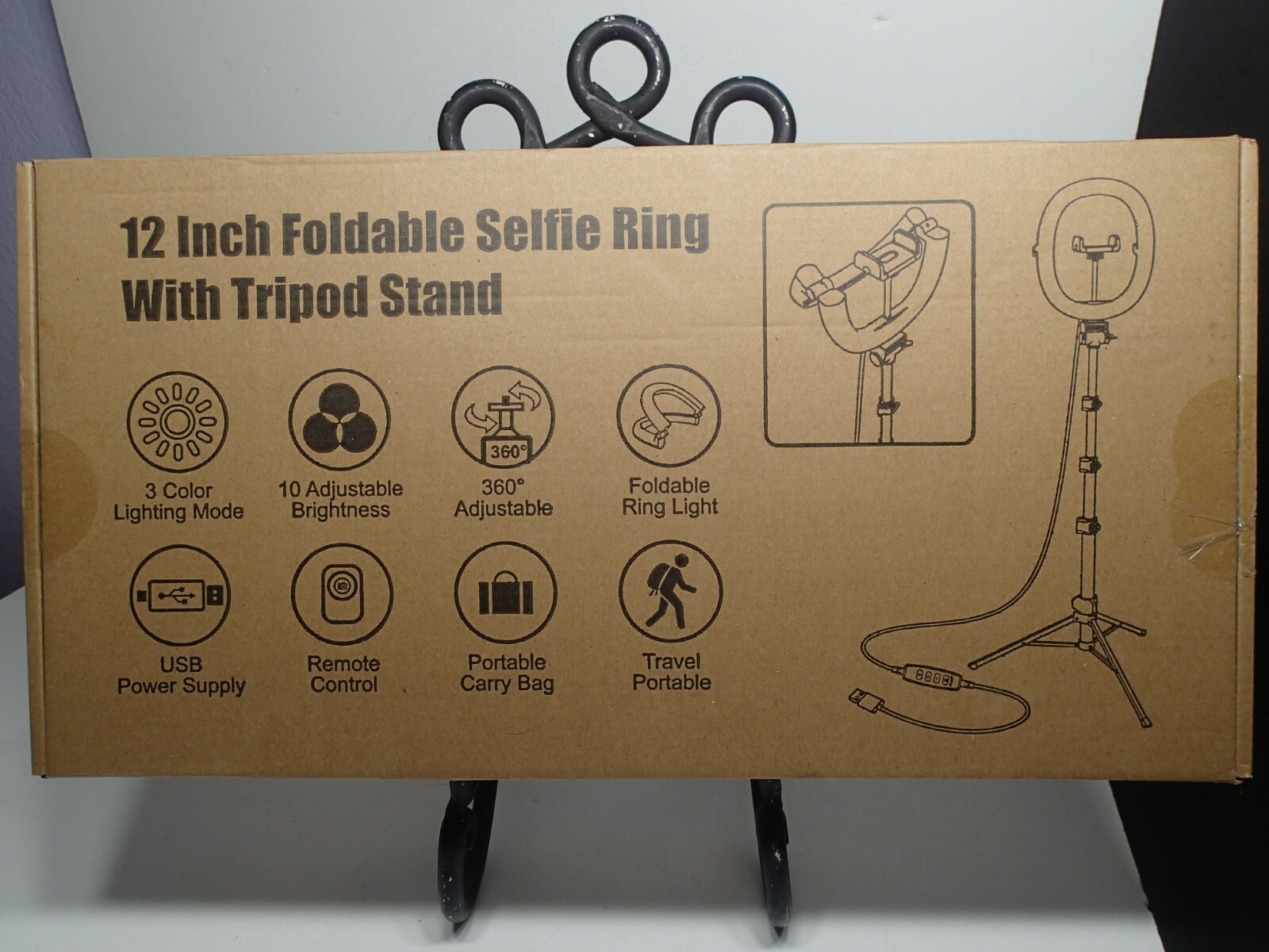 12" foldable selfie ring with tripod stand Ready to start streaming!