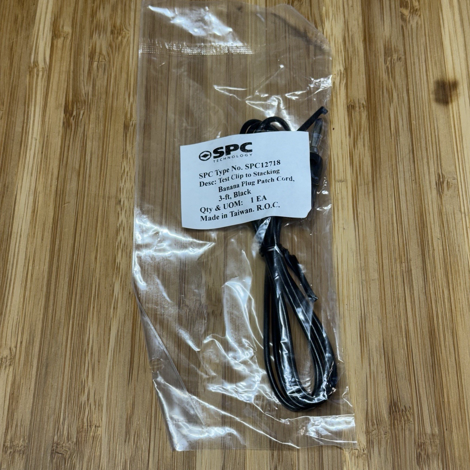 SPC Technology Black Test Clip to Stackable Banana Plug Patch Cord – 3 Foot