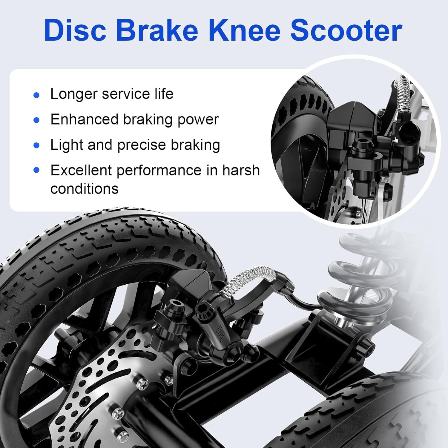 BlessReach Knee Walker 350 lbs Foldable All Terrain Scooter Black
