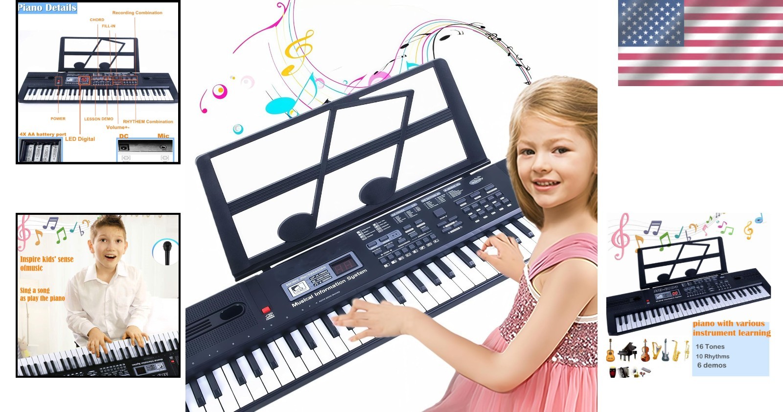 Compact 61-Key Electronic Piano with Multi-Function Features for Beginners