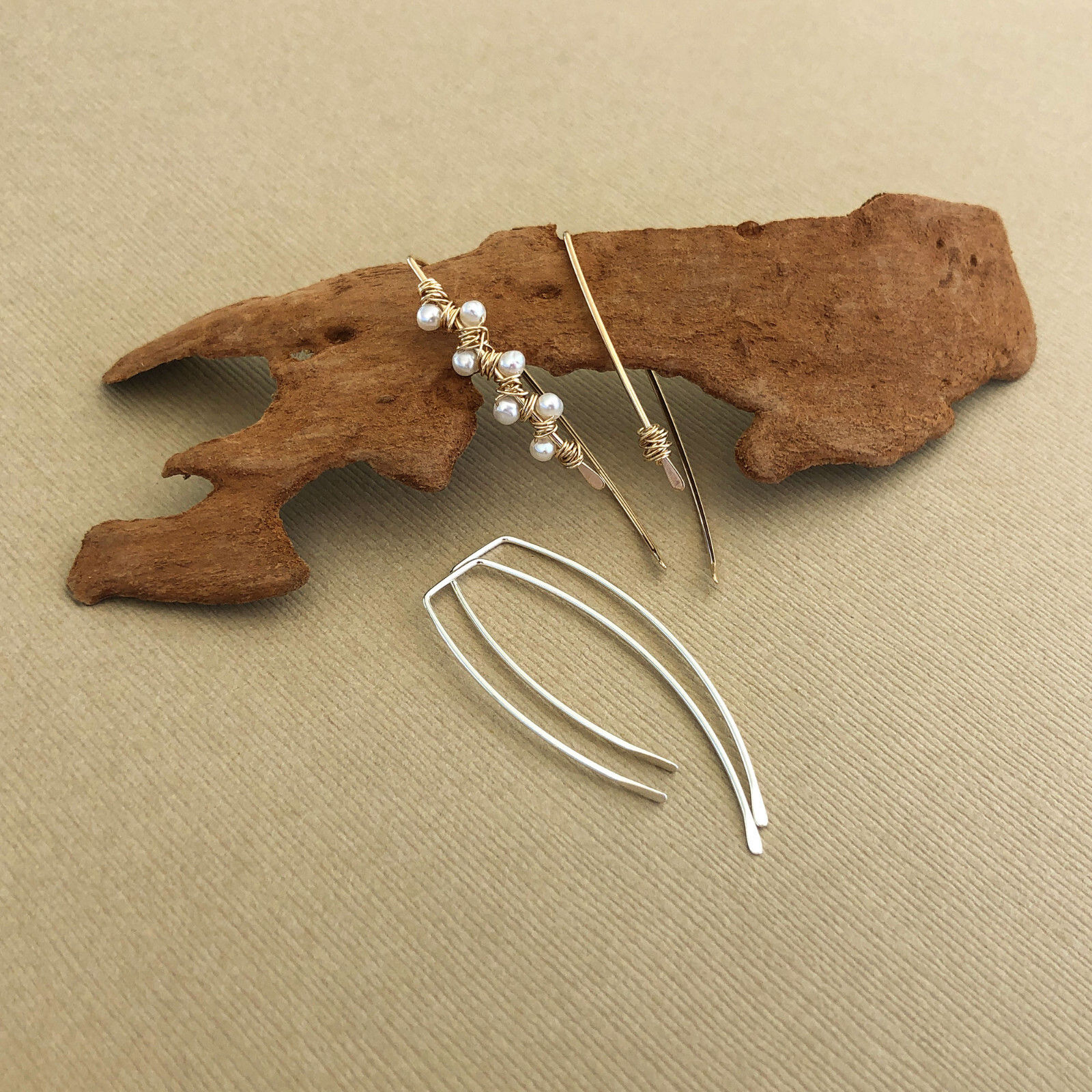 Hammered Earring Hook Sterling Silver, Threader Earring Hook Sterling Silver