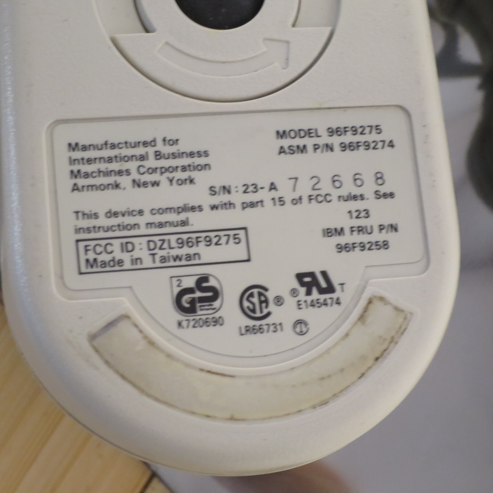 Original IBM Tank Mouse 96F9275 Wired 2 Button - Tested 05