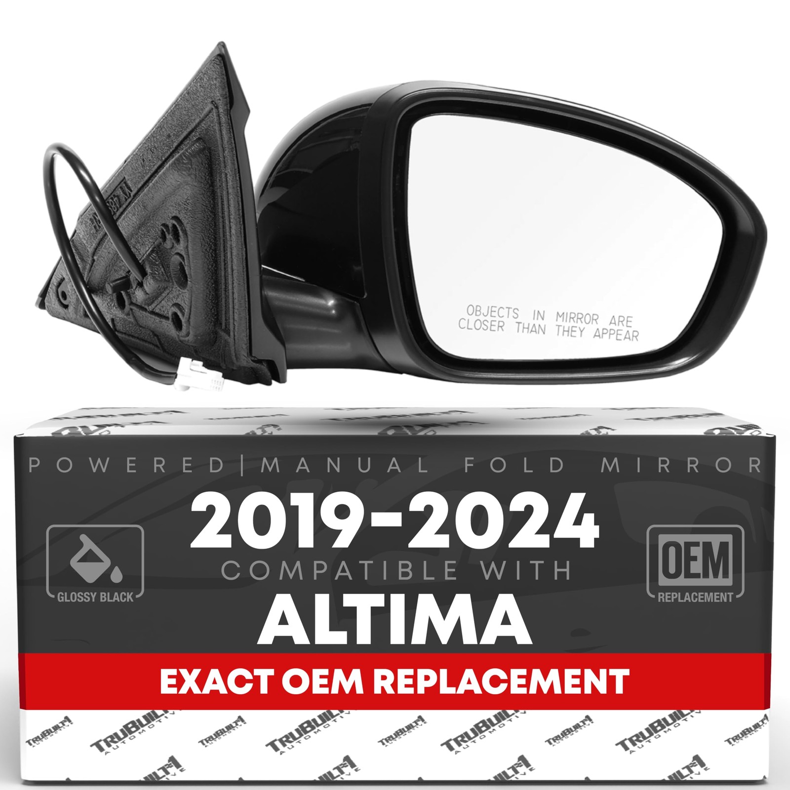 Passenger Mirror for Nissan Altima - Power, Manual Fold, Convex Glass - Passe...