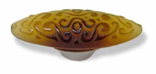 (As-Is) 3-3/4" Betsy Fields Scroll Pull Amber with Satin Nickel