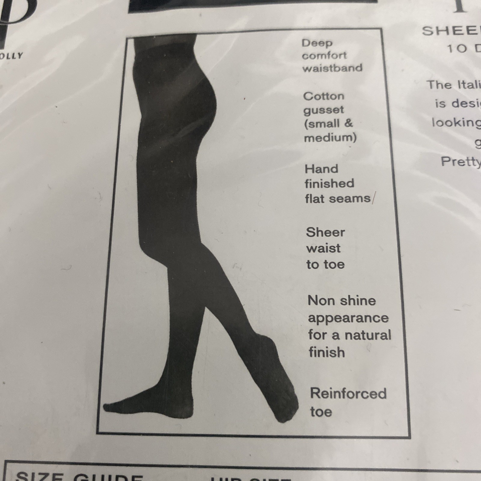 Pretty Polly Italia Soft None Shine Dusky Black Small (D)