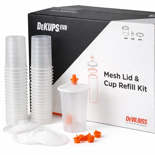 DeVilbiss DeKups EVO 24 oz Disposable Cup, 125 Micron Lid Refill Kit, 50-Pack