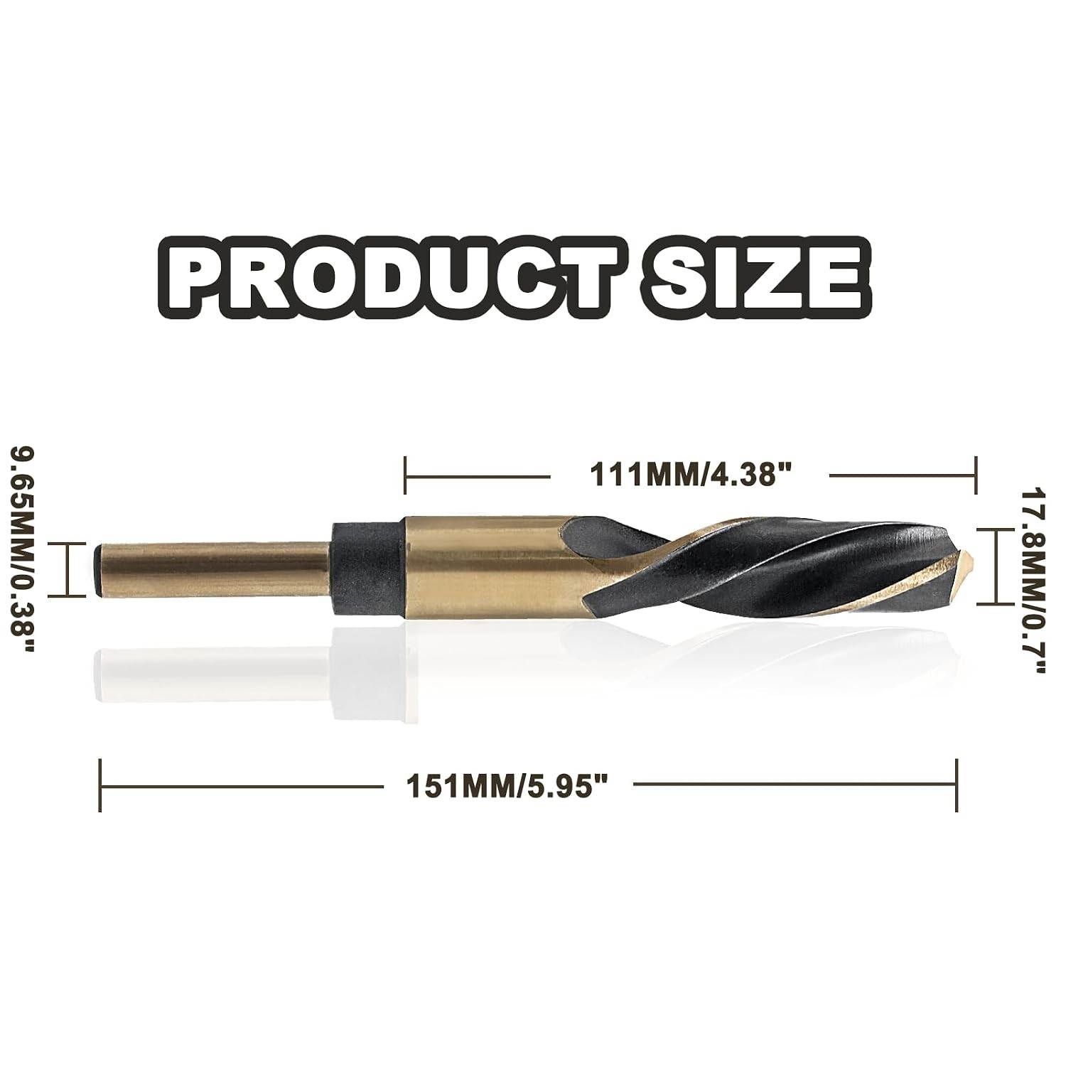 11/16in Reduced Shank HSS Drill Bit Black Gold Oxide Split Point