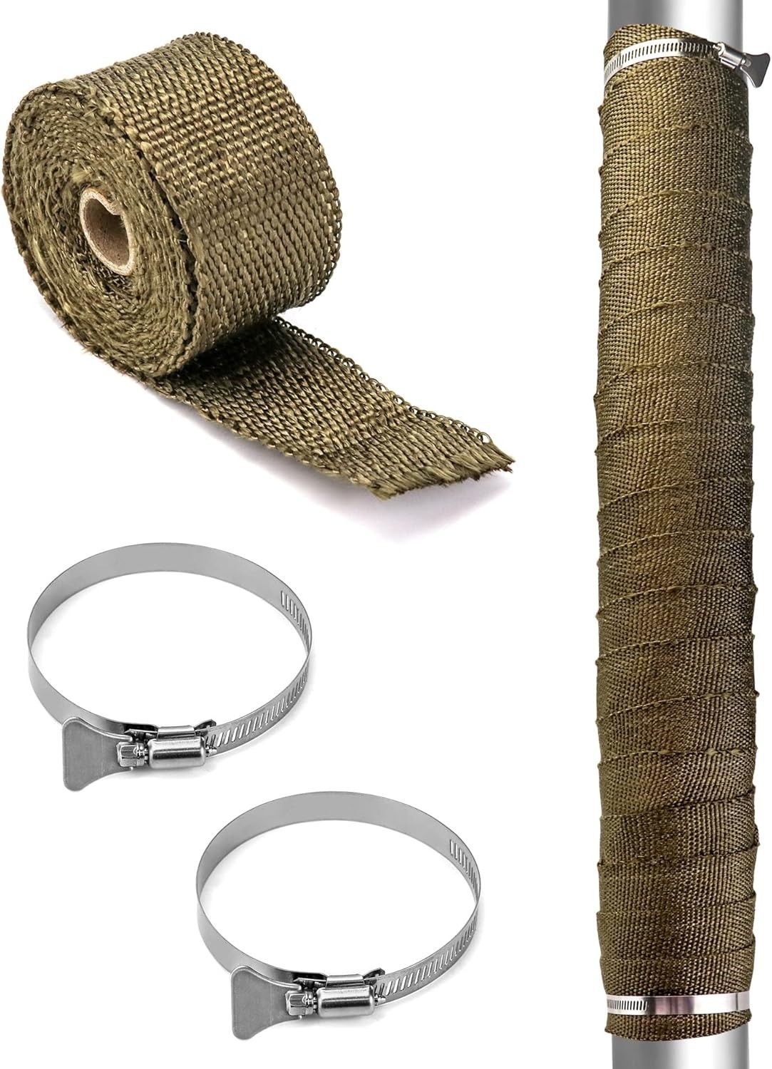 QWORK Fireproof Pipe Wrap, Pipe Insulation Webbing Anti-Scald Chimney Ribbon Fur