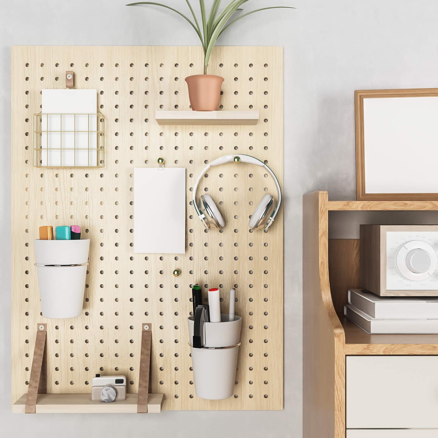 6 Sets Pegboard Hooks with Pegboard Cups, Ring Style Pegboard Bins with Rings...