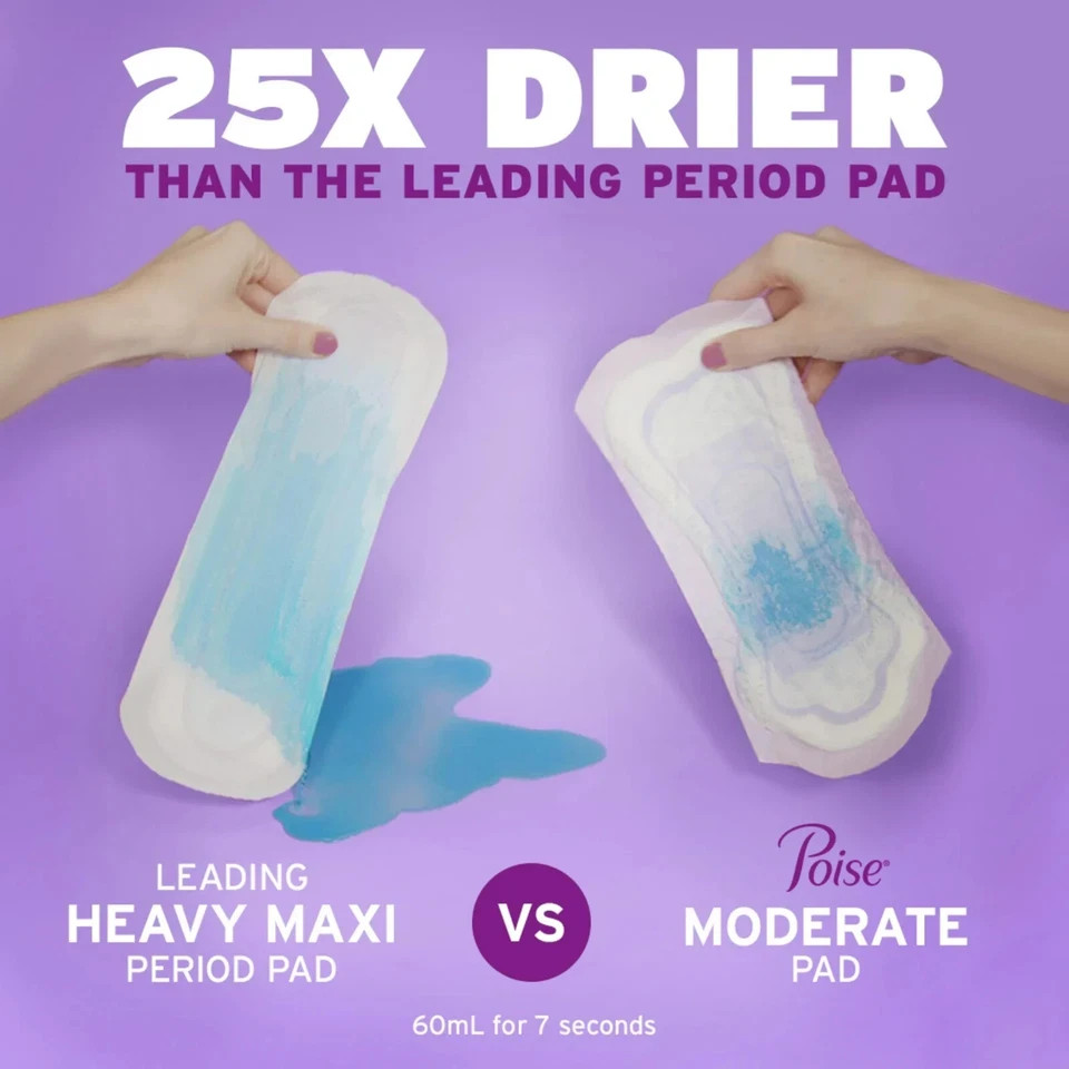 Poise Incontinence Pads , 6 Drop Ultimate Absorbency, Regular Length, 52 Count