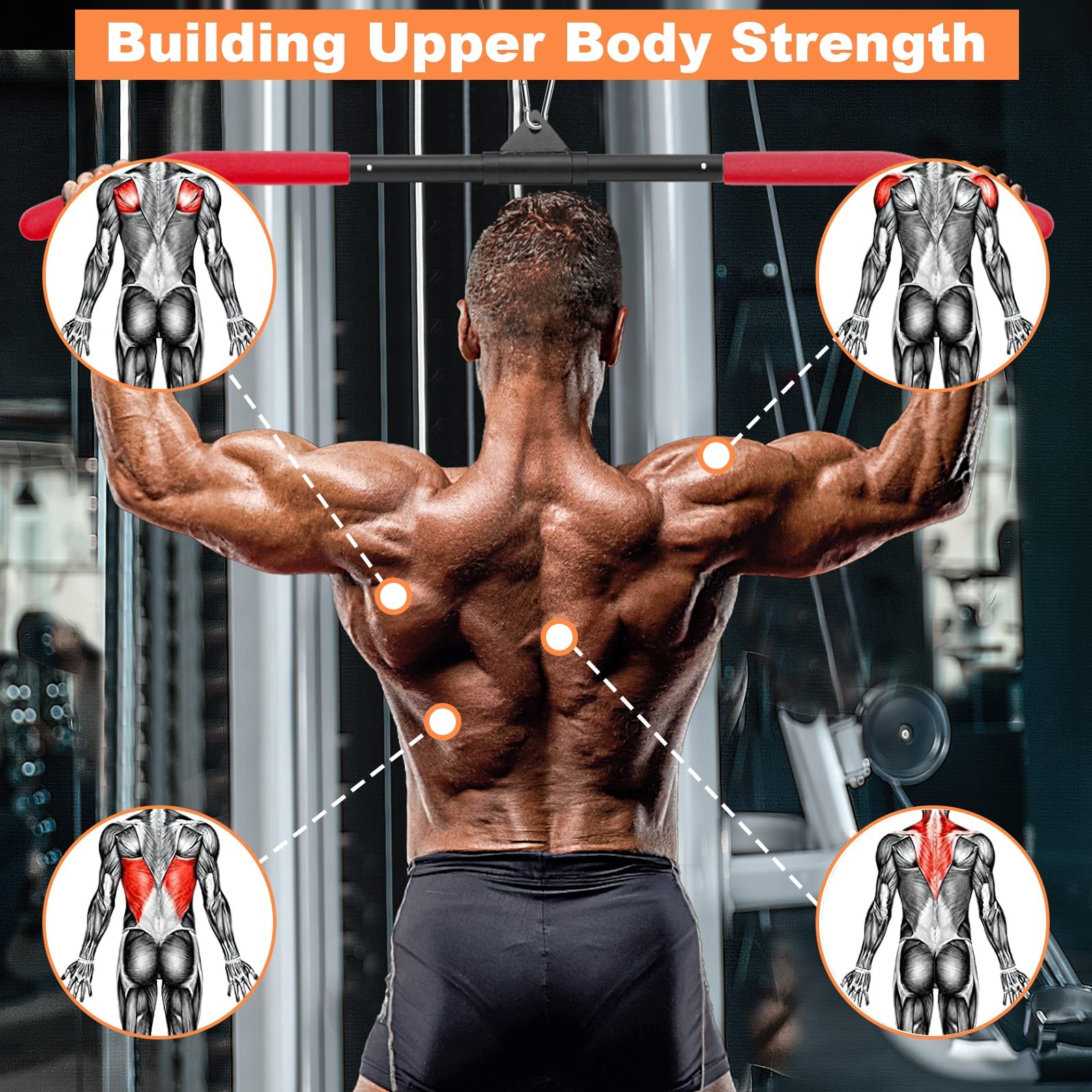 39 Inch LAT Pulldown Bar Attachment for Cable Machine Gym Strength Training