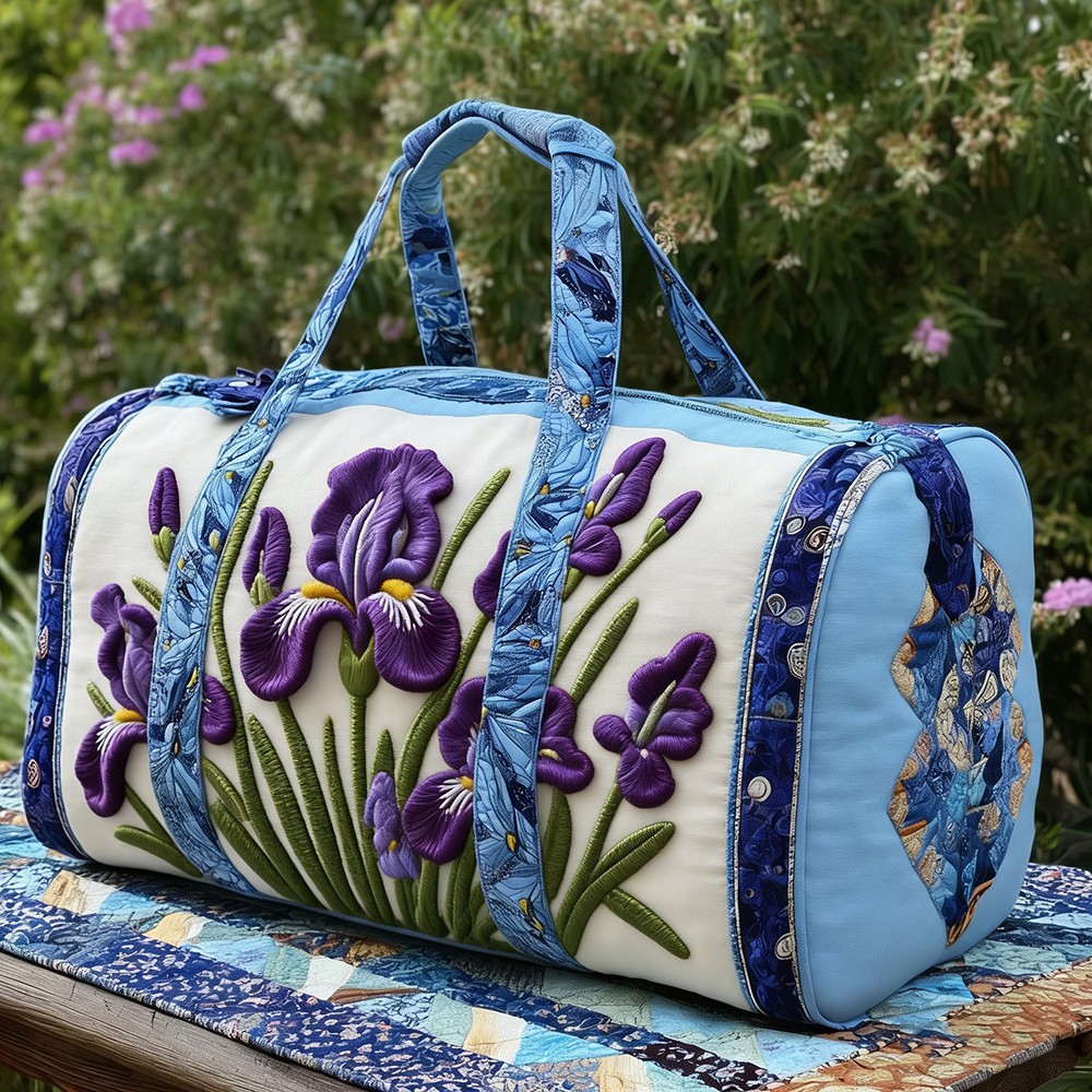 Quilted Embroidery Travel Duffel Bag Handbag Multi-use Sport Gym Luggage Bag 63