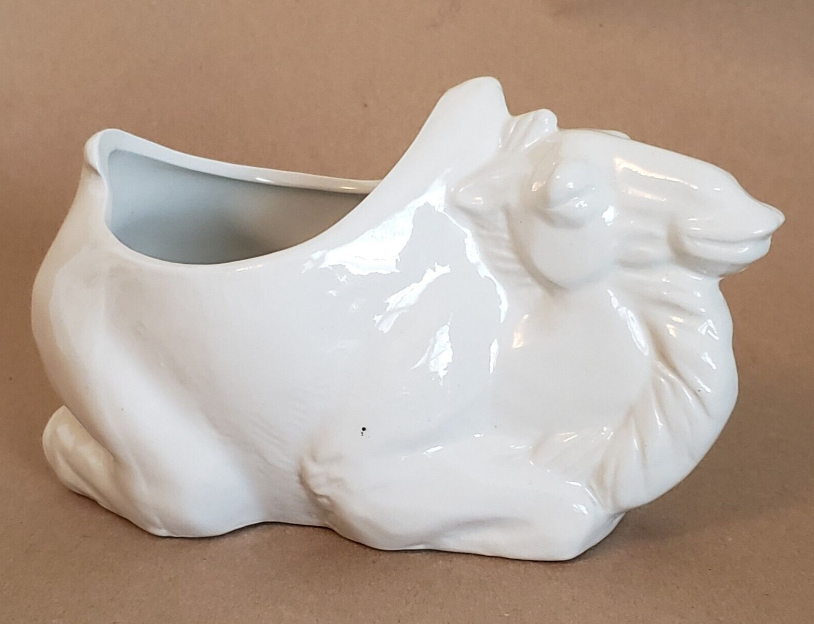 Vintage Camel Figurine Planter White Porcelain Sculpture 1940s Laying Sleeping