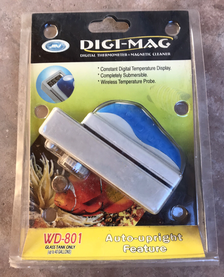 Digi-Mag Magnet Aquarium Glass Cleaner + Digital Thermometer - Up To 40 Gallons