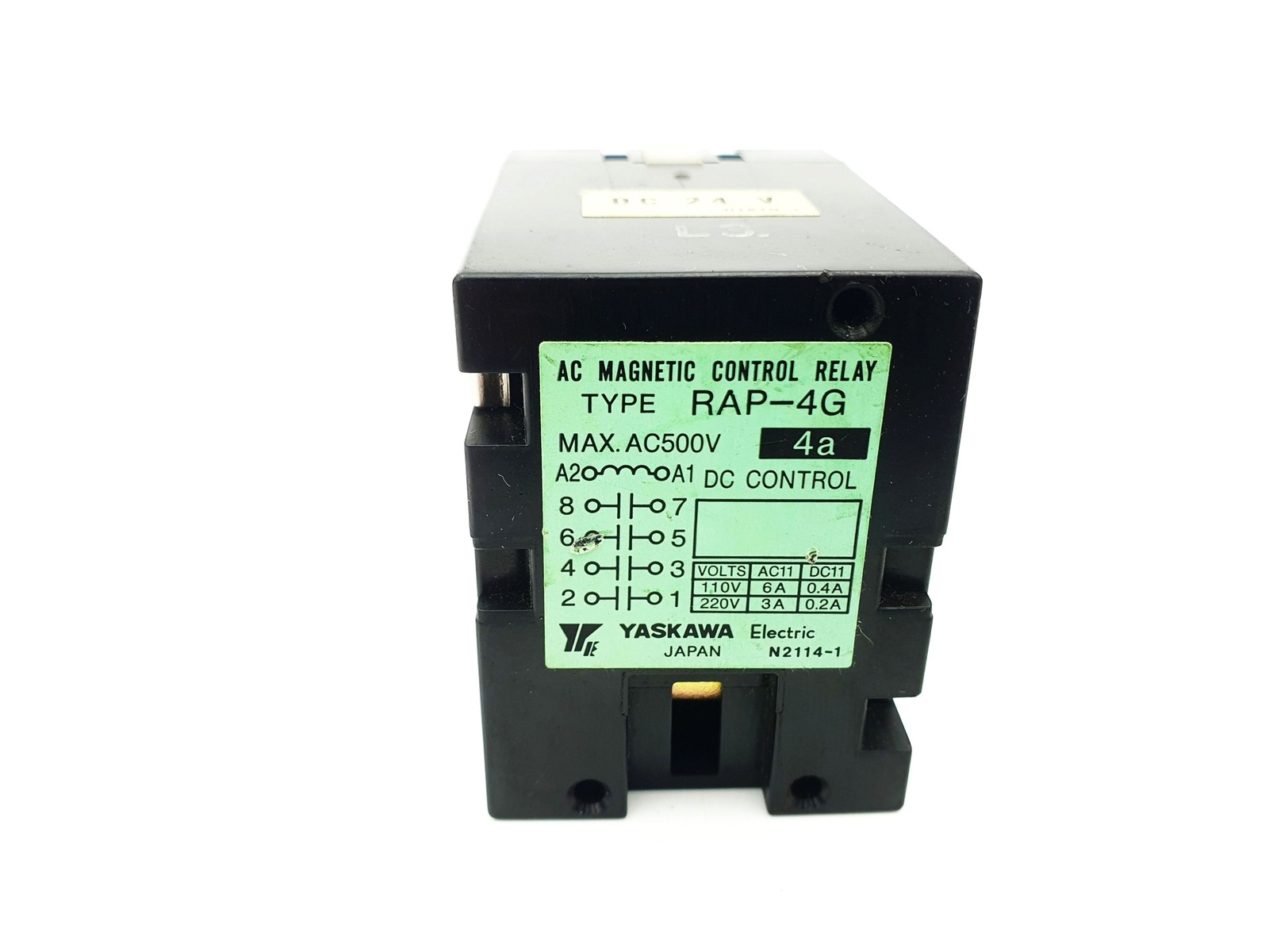 MAGNETIC CONTROL RELAY YASKAWA RAP-4G DC 24V RAP4G