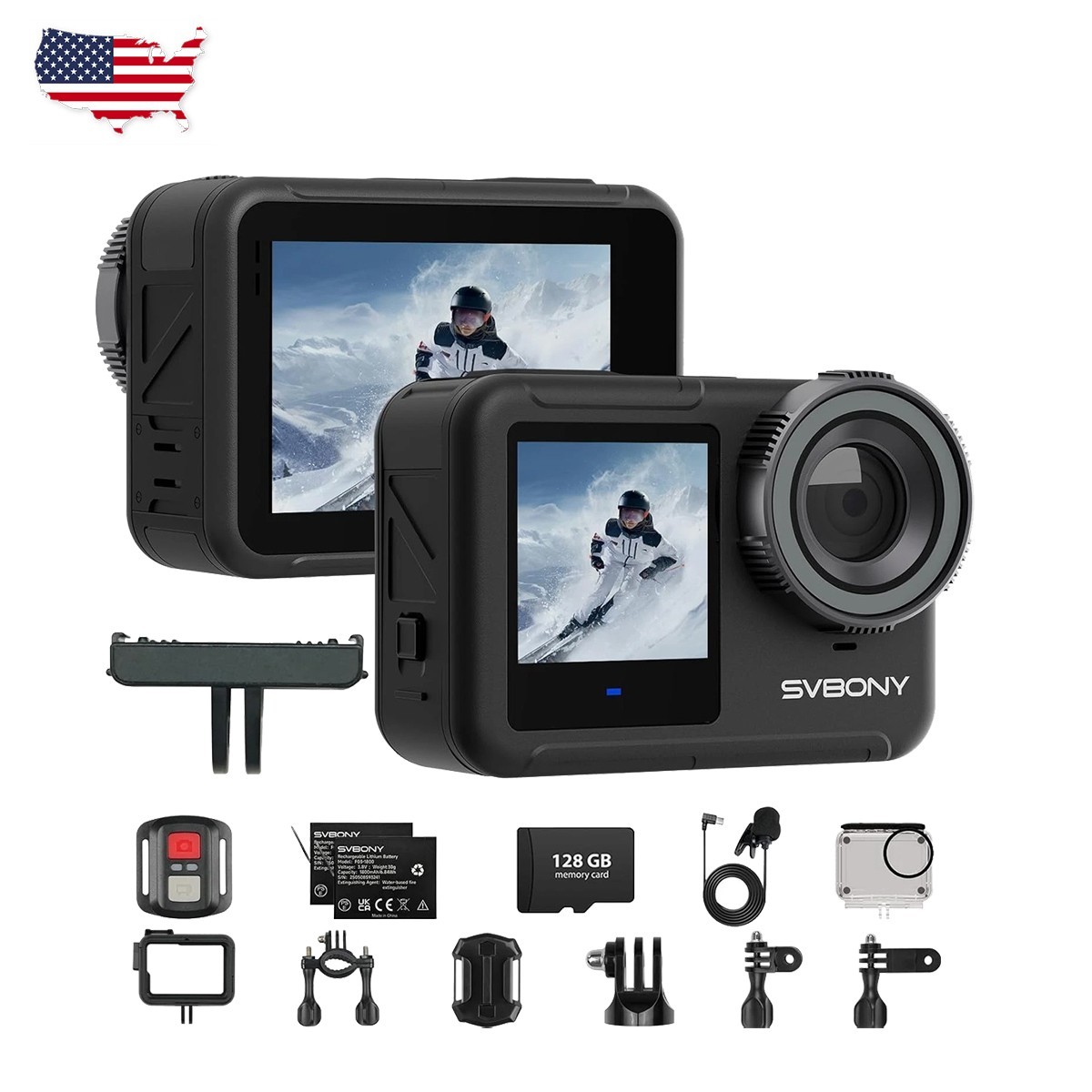 SVBONY SVGo3 Action Camera 4K HD Waterproof Dual Screen for Surfing and Diving