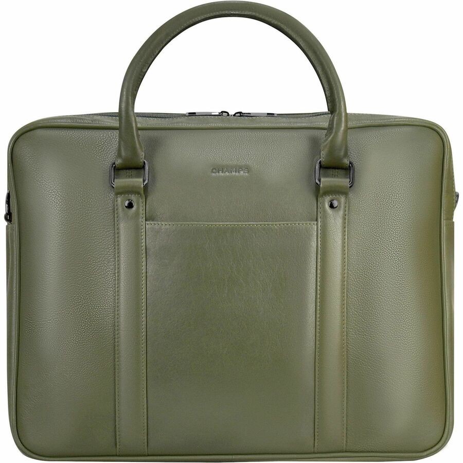 Champs Onyx Khaki Leather Briefcase 11"-15.6" Notebook RFID