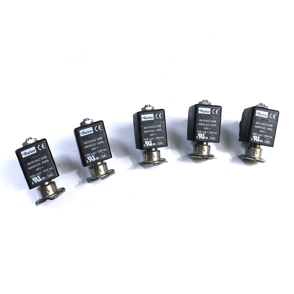 (Lot of 5) NEW Parker 491514C2 D4B Liquipure 2/2 Normally Closed Solenoid Valves