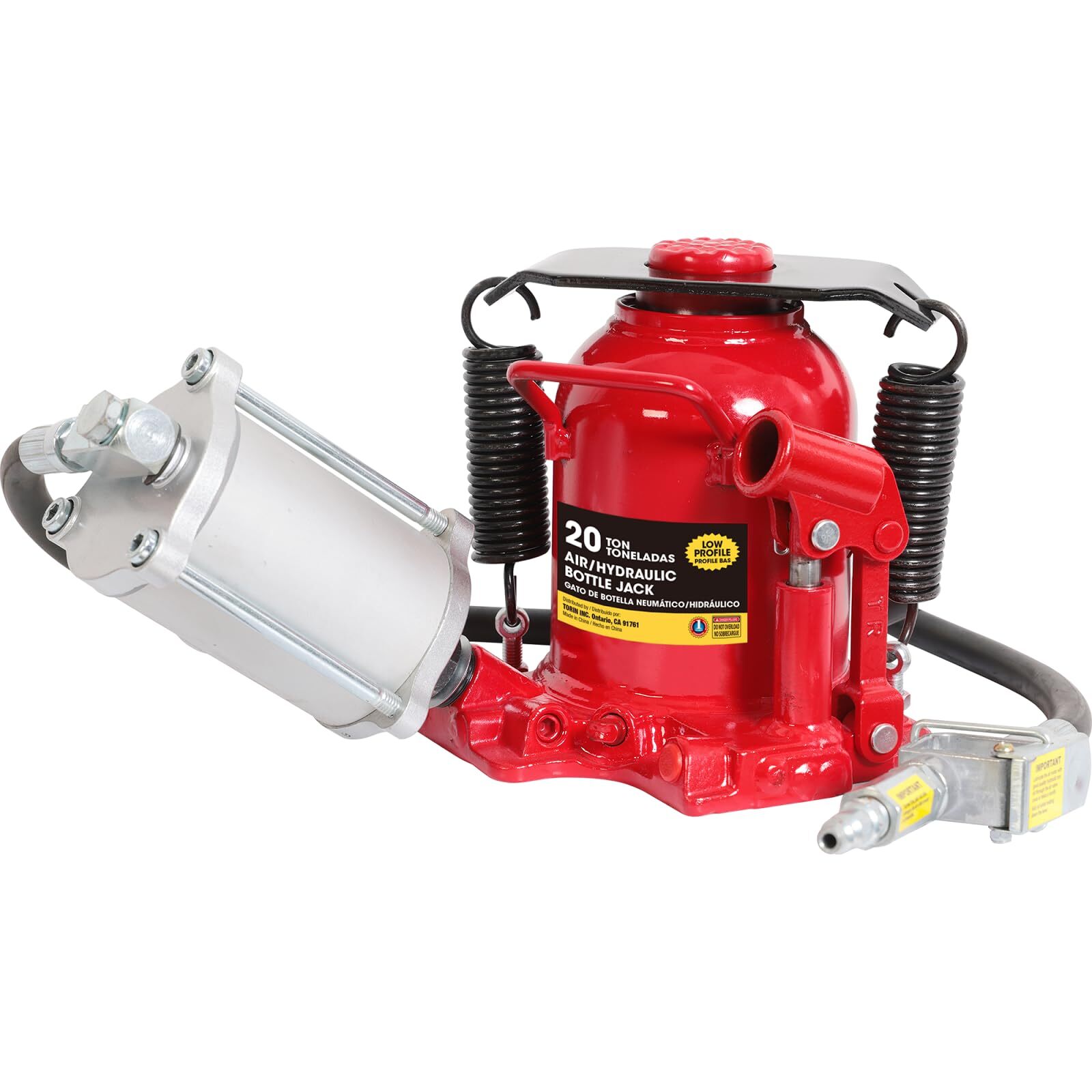 BIG RED Torin Welded Low Profile Pneumatic Car Bottle 20 TON Jack Red