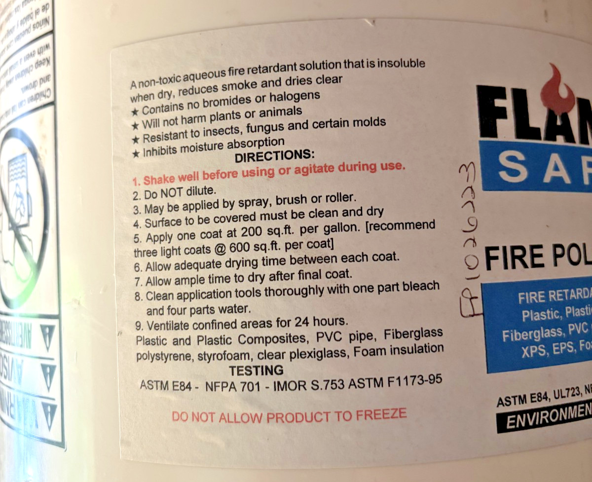 Flame Safe Fire Poly FPCC Fire Retardant Coating - 5 Gallon Bucket - Clear