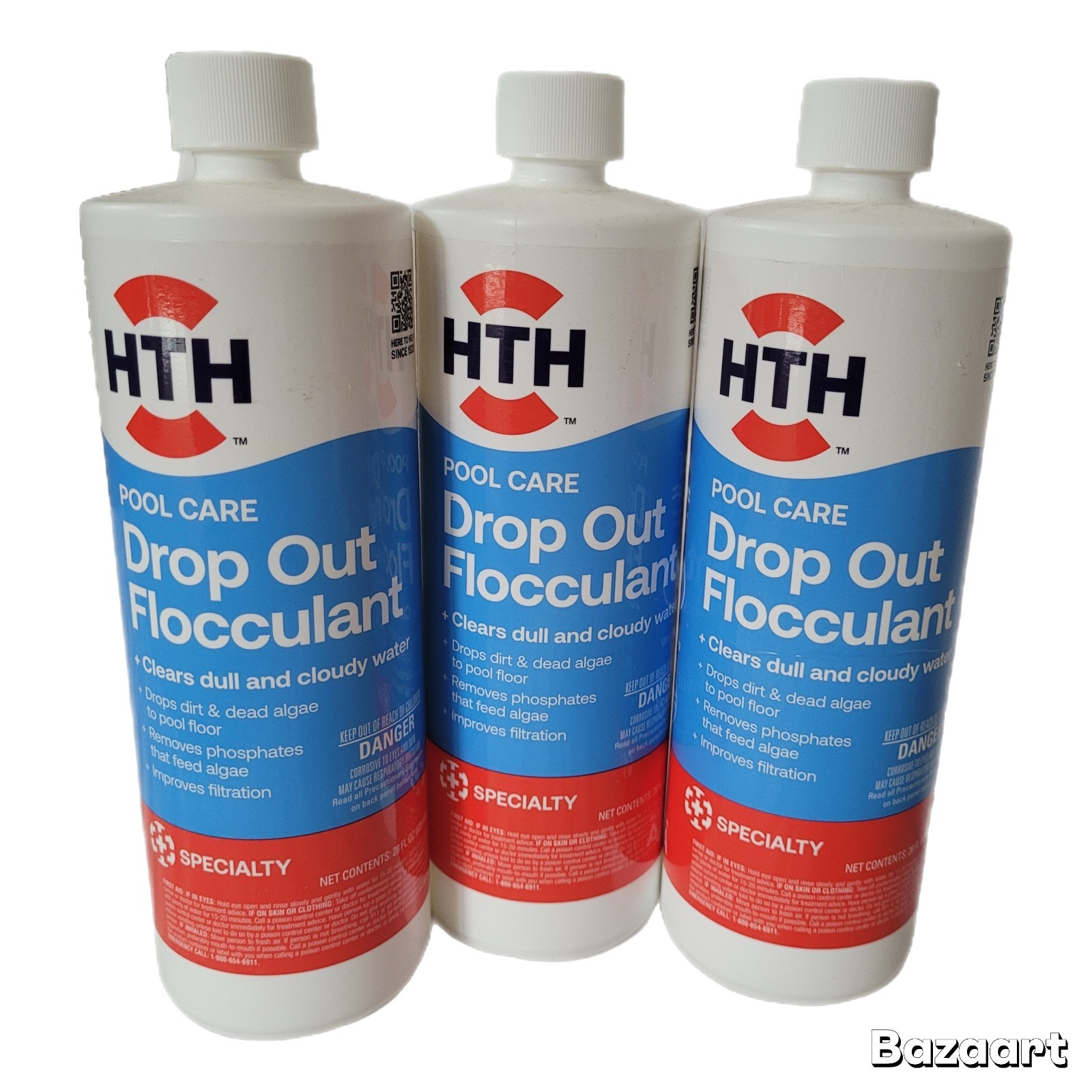 3 BTL 28 OZ HTH 67680 Swimming Pool Care Drop Out Flocculant-Clears Cloudy Water