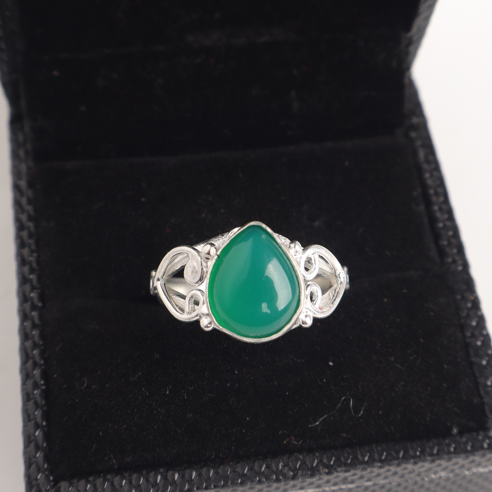 Green Onyx Gemstone 925 Sterling Silver Ring Handmade Jewelry Ring For Gift