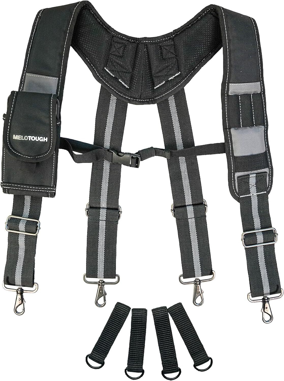 Melotough Heavy Duty Tool Belt Suspenders With Detachable Phone Case And Pouch