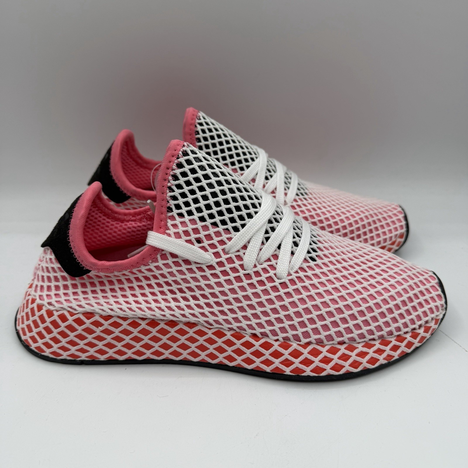 Adidas Deerupt Runner Running Shoes Womens 6.5 Chalk Pink/Orange Sneakers CQ2910