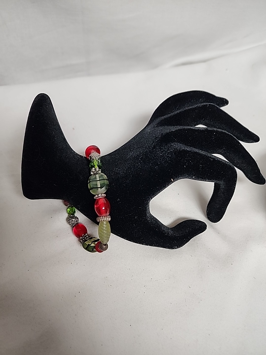 Silvertone Lampwork Urnanium Glass Bracelet