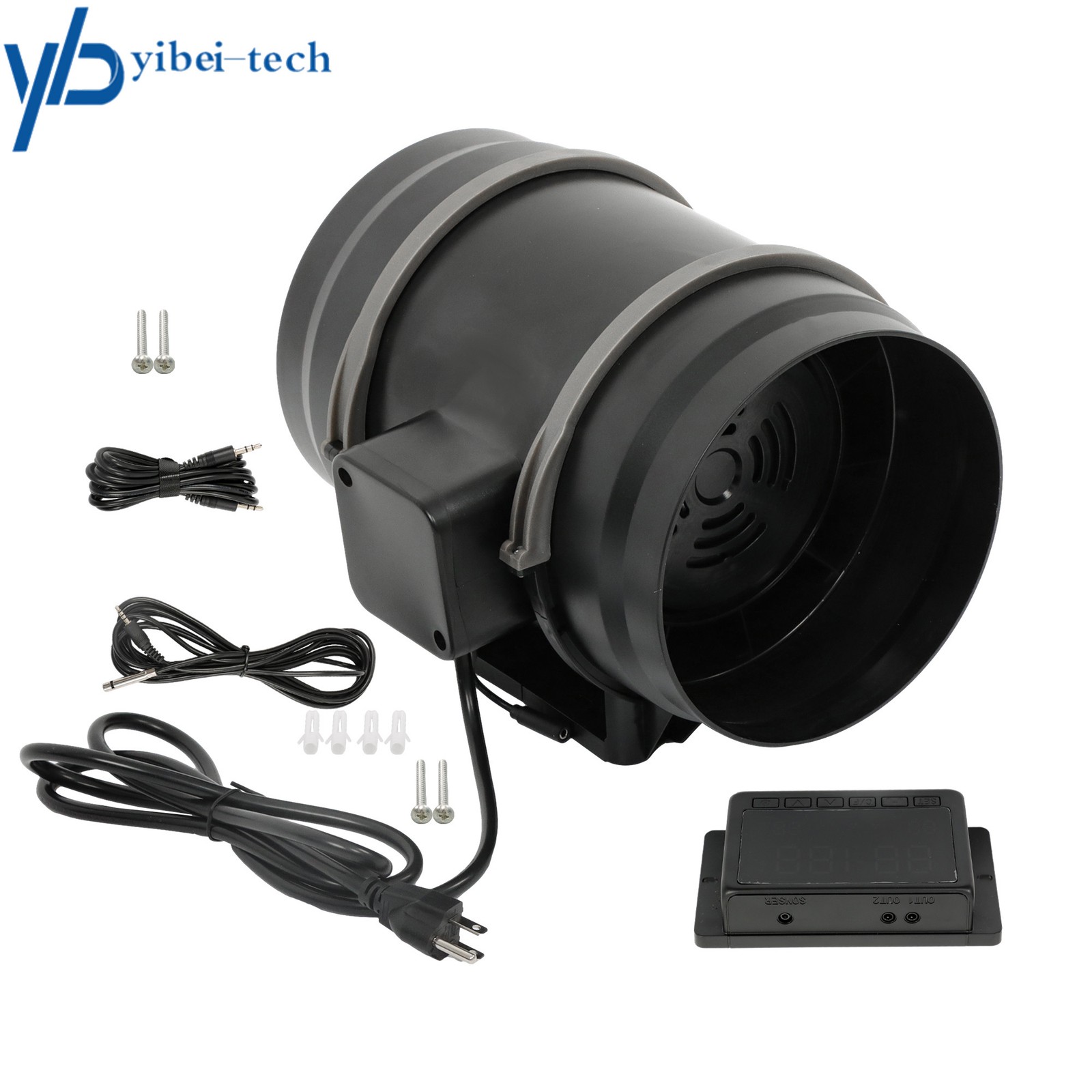 Inline Duct Fan, 8" 807 CFM with Temperature Humidity Controller EC-Motor