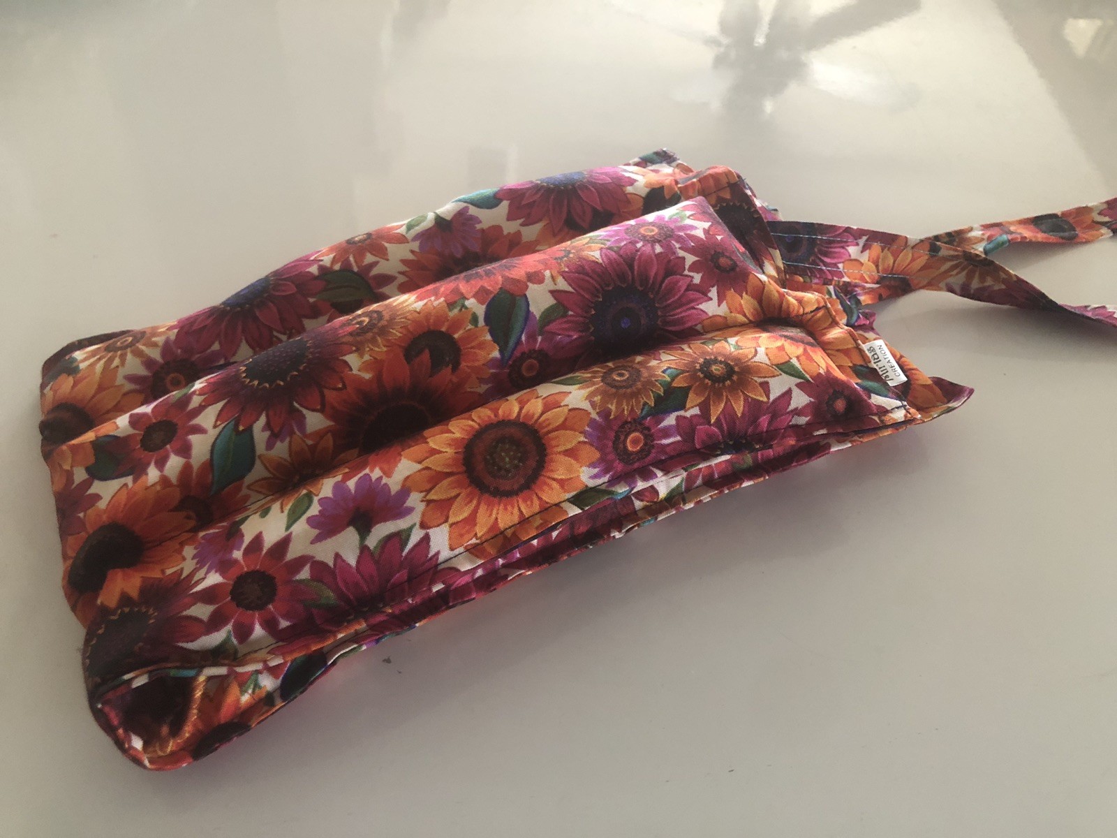 rice flax heat pad hot/cold shoulder neck wrap packBag 21x6'' Ties /sunflowlower