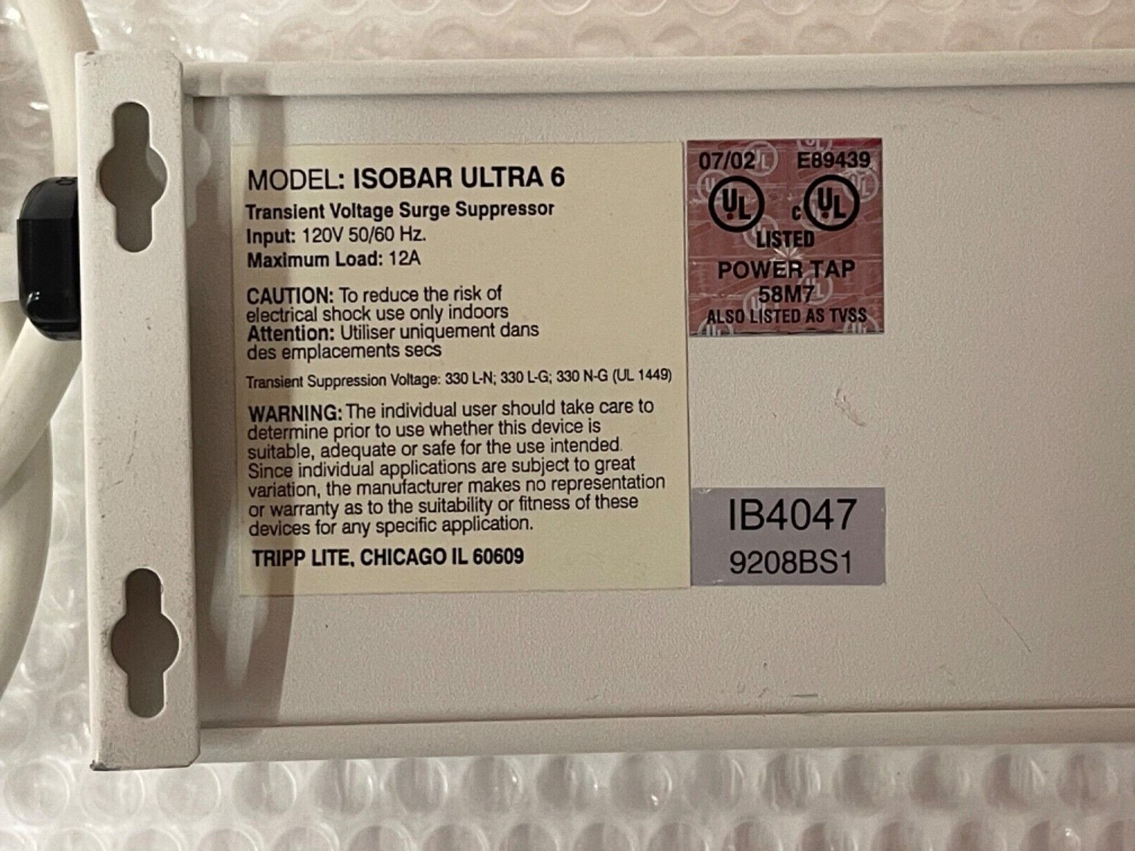 Tripp Lite, Isobar Ultra 6 Outlet 120V Diagnostic Surge Protector 6ft.