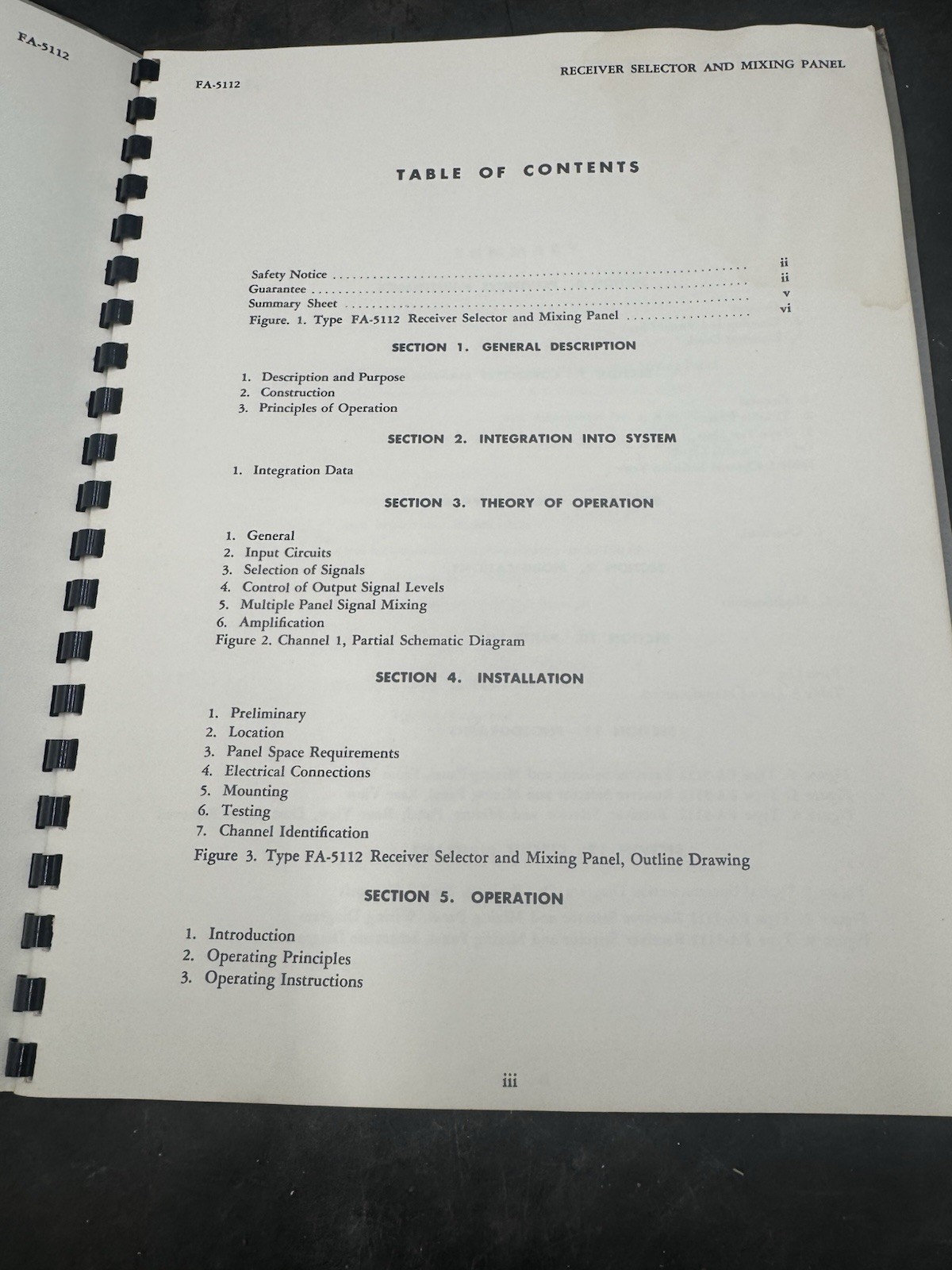 RECEIVER SELECTOR MIXING PANEL 4 CHANNEL TYPE CA-5112 INSTRUCTION BOOK