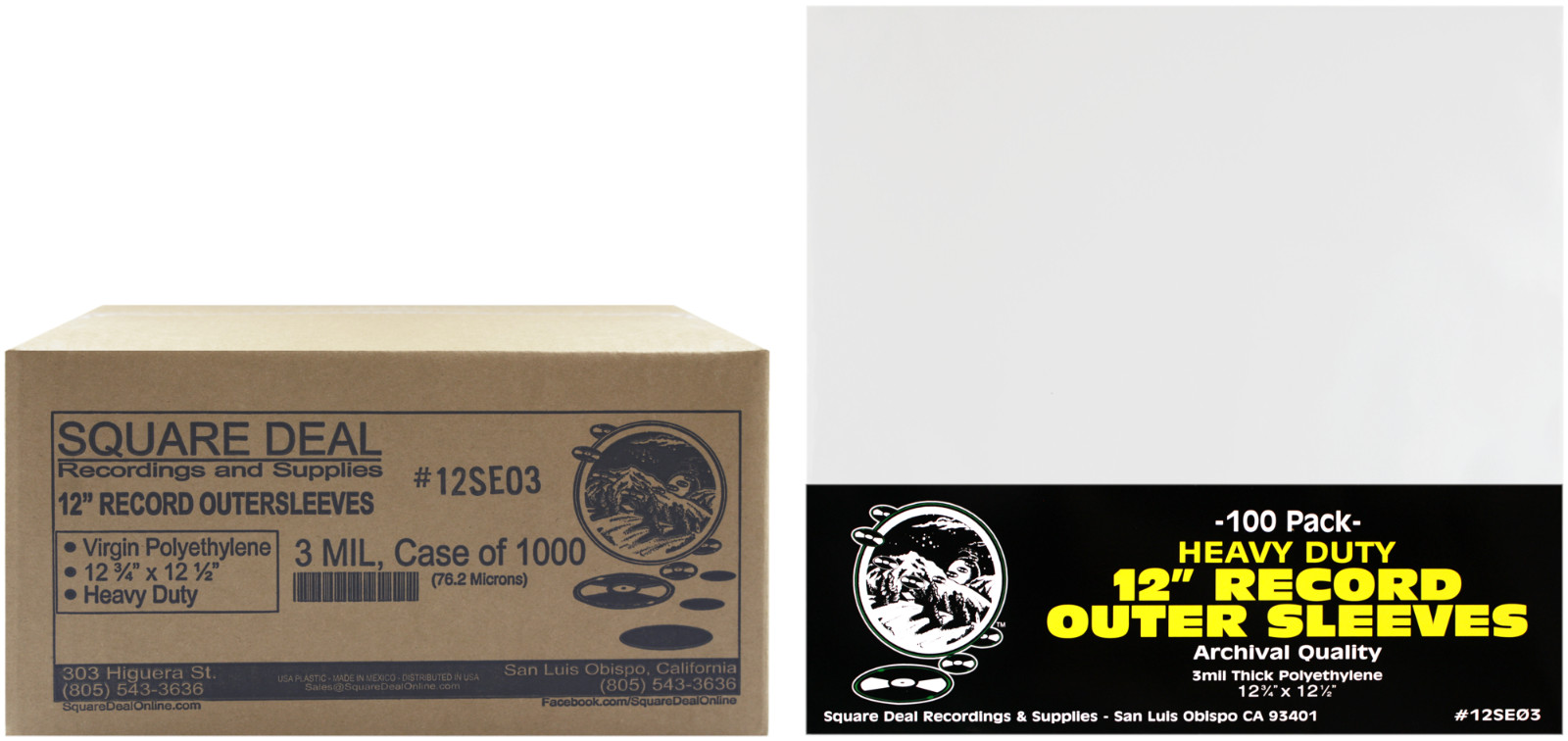 (1000) 12" LP Record Outer Sleeves - Heavy Duty 3mil - ARCHIVAL SOFT 12SE03