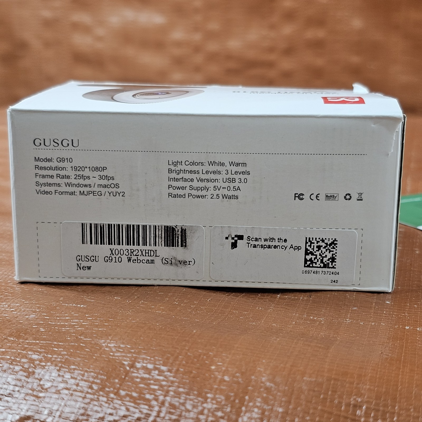GUSGU G910 Webcam for PC with Microphone, Light & Privacy