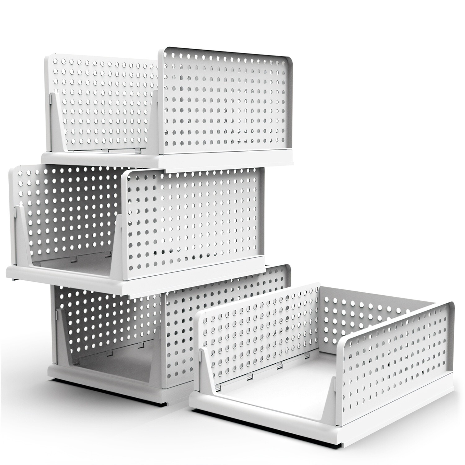 4PCS Closet Organizer Stackable Push-Pull Clothes Foldable Plastic Organizer