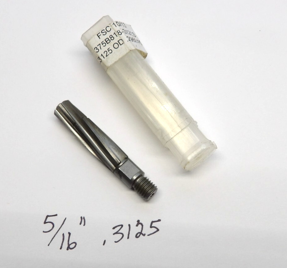 New 5/16" (.3125)  Reamer with 1/4-28 Shank Aircraft Tool