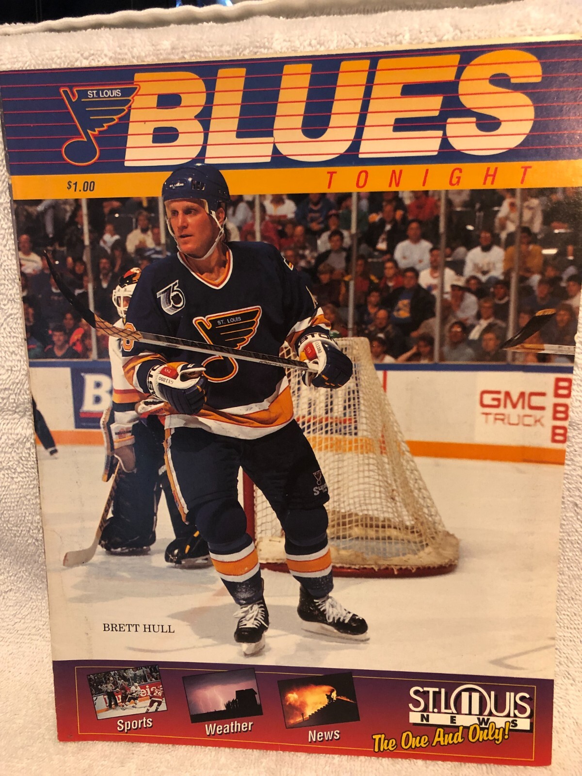 3-13-93 MINNESOTA NORTHSTARS AT ST LOUIS BLUES GAME PROGRAM/SCORECARD BRETT HULL